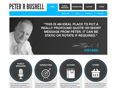 Peter Bushell - Homepage black blue charcoal clean homepage simple website