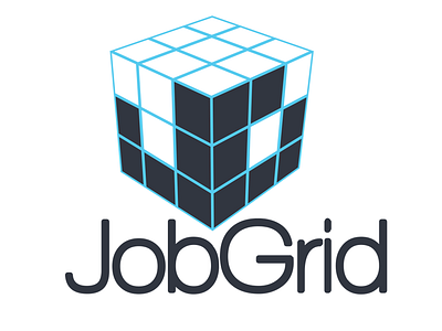 Jobgrid Logo Concept 03 blue cube grid job logo simple