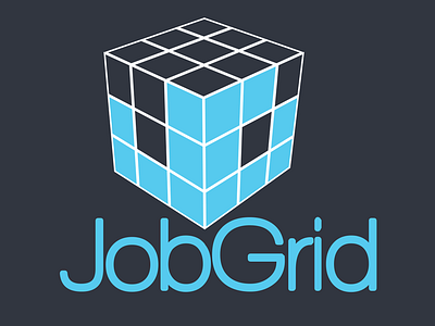 Jobgrid Logo Concept 03b blue cube grid job logo simple