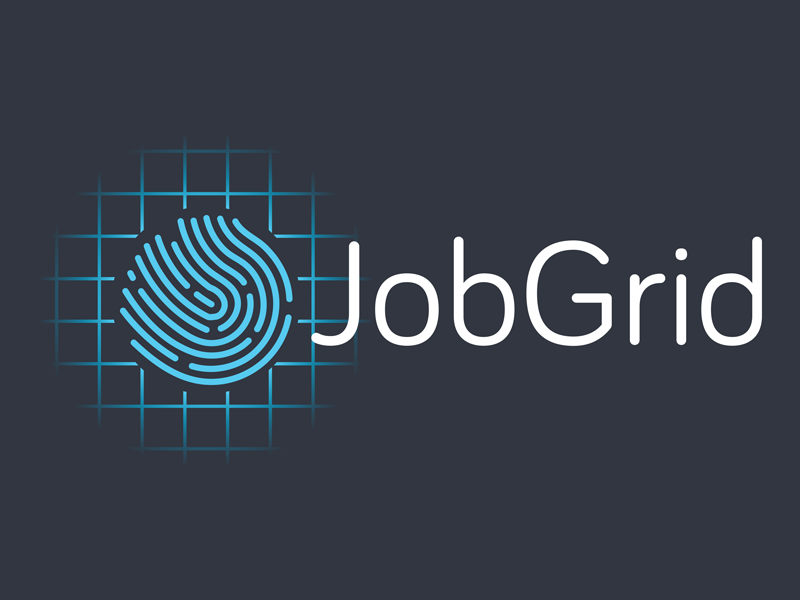 JobGrid Logo - Final Version logo blue grid job fingerprint simple touch