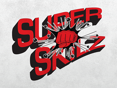 SuperSkilz Logo version 2 black comic fist logo punch red retro superhero