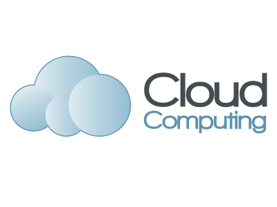 Cloud Computing Logo Concept Horizontal blue cloud grey logo modern