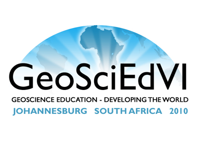 GeoSciEd VI Conference Logo blue earth geography globe logo modern