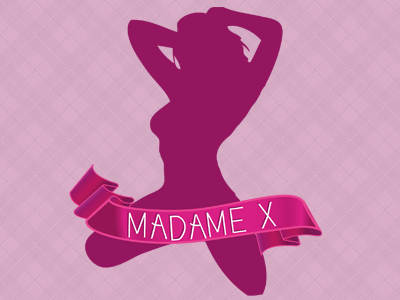 Madame X logo concept feminine logo pink ribbon sensual sexy silouette