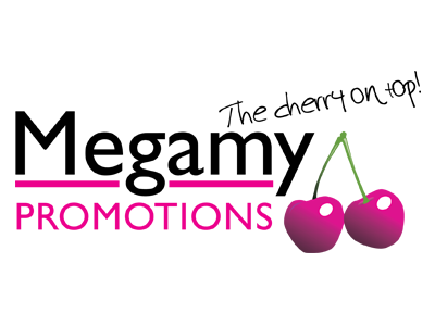 Megamy Promotions Logo black cherry clean green logo pink