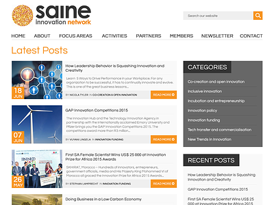 SAINe - News Page black blog grey innovation network news orange websites