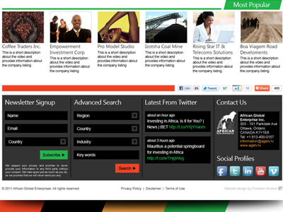 AGE.tv Footer african black business footer green modern red video website yellow