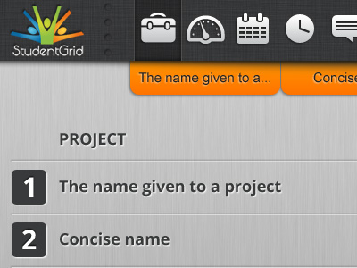 Ui Design for Studentgrid app icons linen steel ui website
