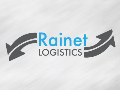 Rainet Logistics Logo 01 arrow arrows blue charcoal grey logistics logo road