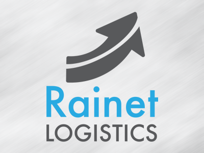 Rainet Logistics Logo 01 - Vertical arrow arrows blue charcoal grey logistics logo road