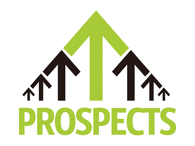 Prospects Logo Concept 2 - Vertical arrows black direction green logo rise triangle up