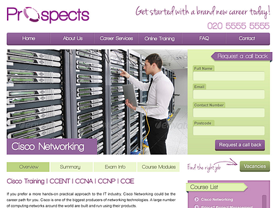 Prospects Coursepage - Concept 1 arrow clean green lime modern professional purple website