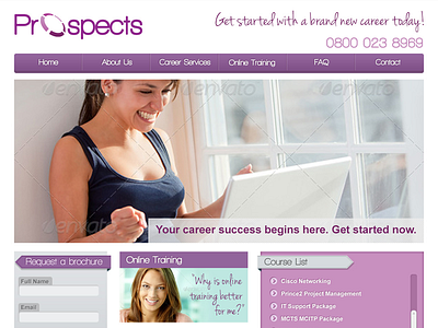 Prospects Homepage - Concept 2 clean grey modern professional purple website