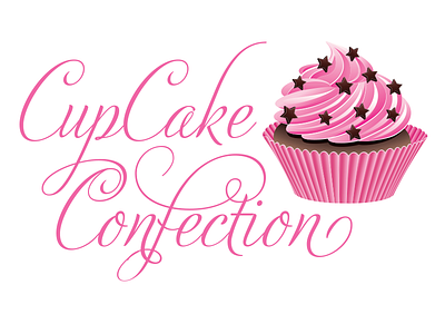 CupCake Confection Logo Concept 1 cake confection cupcake food ligature logo pink stars swirly