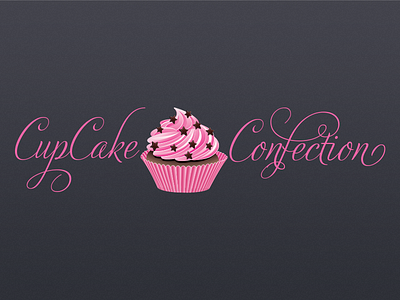 Cupcake Confection Logo 1 - alternate cake confection cupcake food ligature logo pink stars swirly