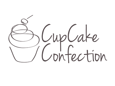 Cupcake Confection Logo version 2 cake confection cupcake food line logo simple sketck swirly