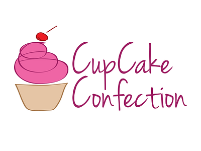 Cupcake Confection Logo 02 - colour cake confection cupcake food line logo pink simple sketck swirly
