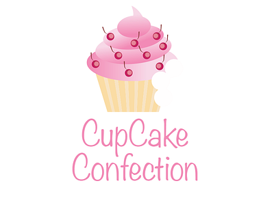 Cupcake Confection Logo 03 - alternate cake cherries confection cupcake food gradient layered logo pink swirly