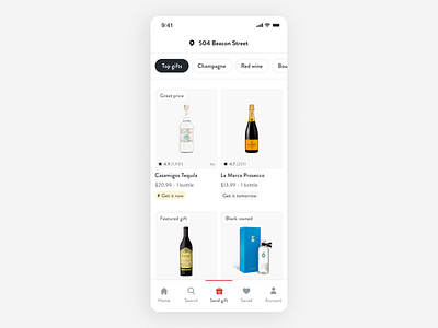 Browsing alcohol gifts app app design browse browse grid clean ui drizly gift ios ios design minimal product grid ui ux
