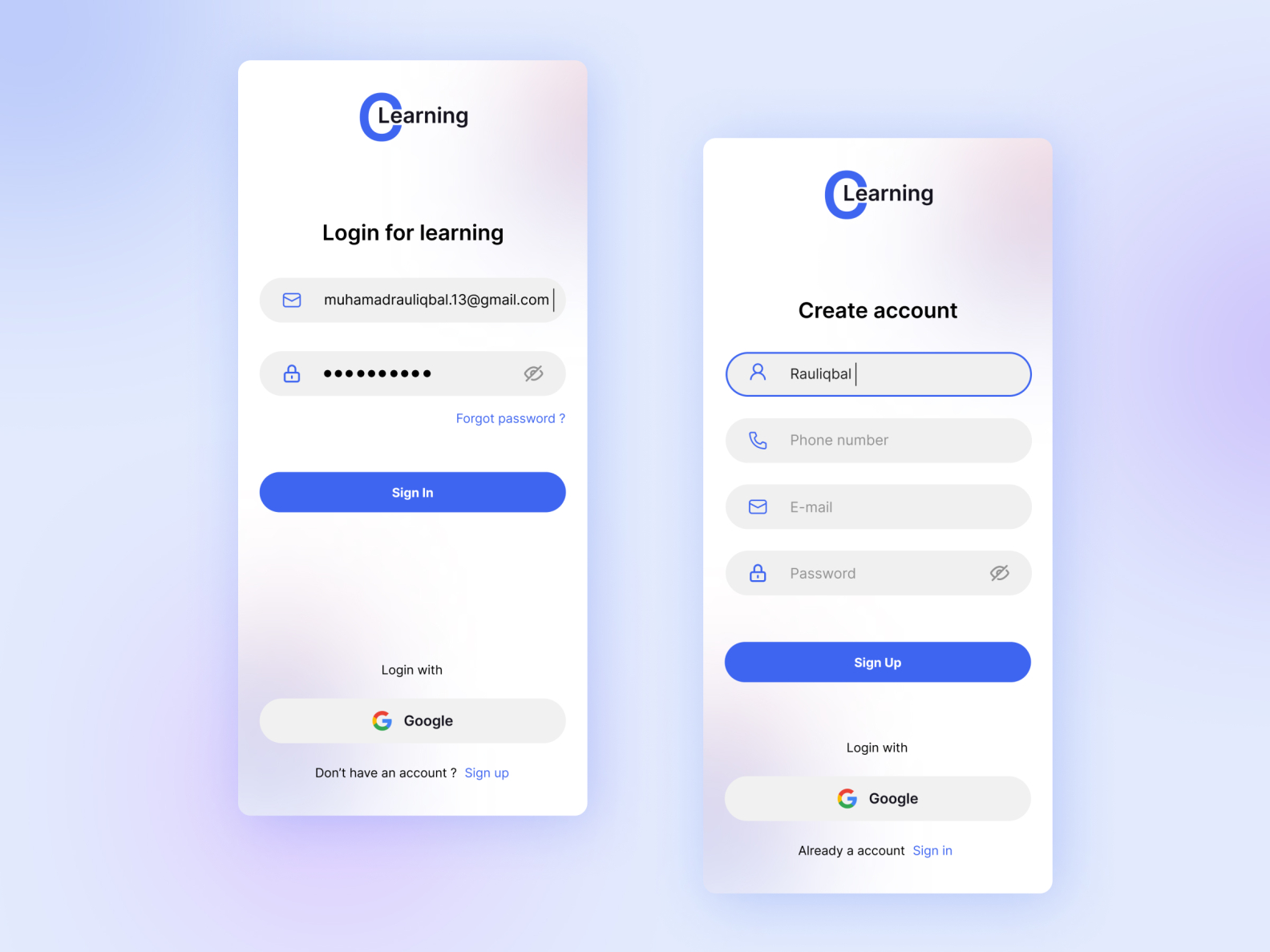 Login and Register - Mobile Design by Rauliqbal on Dribbble