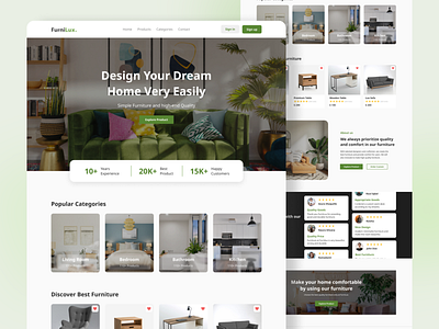 FurniLux - Furniture Landing Page design app e commerce furniture graphic design landing page ui ui design web design