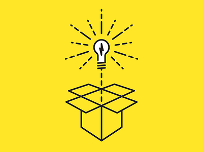 Get Out Of Your Box atlanta box concept design icon idea light bulb logomark thinking yellow