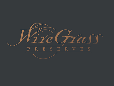 Wiregrass Preserves Logo community grass homes logo placemaking real estate southern typography wire woods