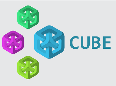 Cube Logo design icon illustration logo typography vector