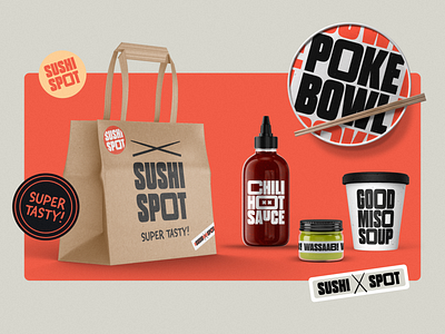 SushiSpot - FoodSet bag bowl branding concept design food graphic design miso mockup streetfood sushi