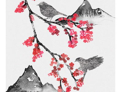 Cherry blossom art design graphic design illustration photoshop photoshop art watercolour
