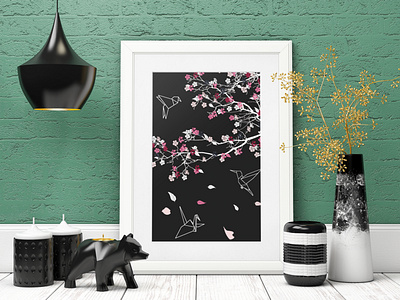 Black cherry blossom design graphic design photoshop photoshop art
