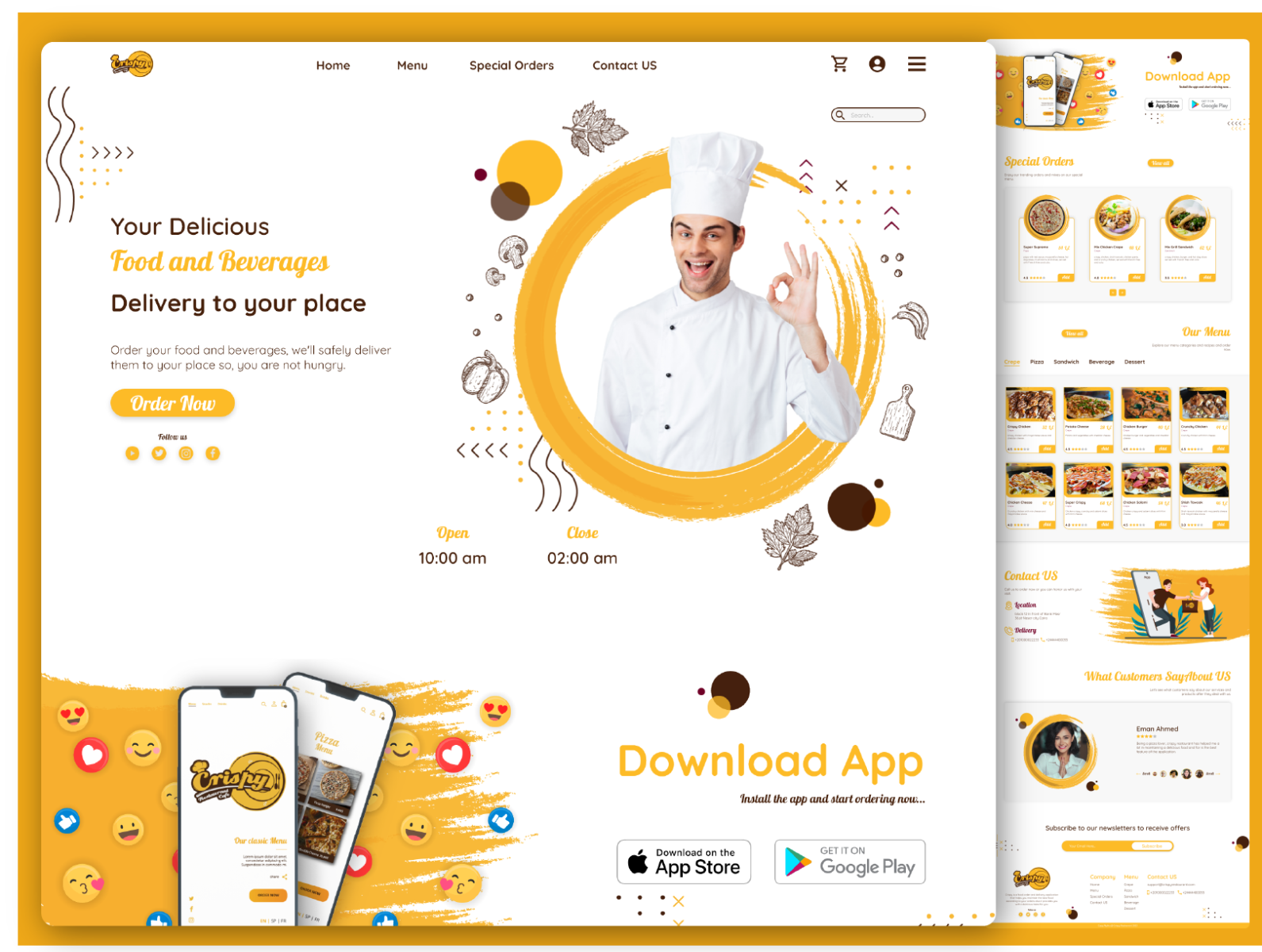 Crispy Restaurant Landing Page by Sherif Mohamed on Dribbble
