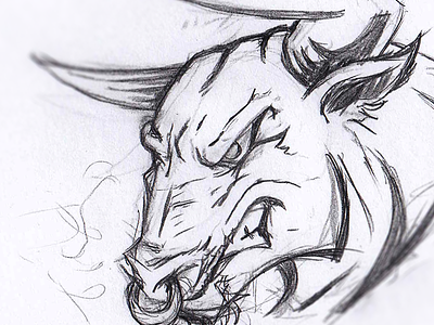Angry Bull sketch angry animal badge bull cow design drawing esport gaming horns illustration logo mascot ox sketch taurus vector