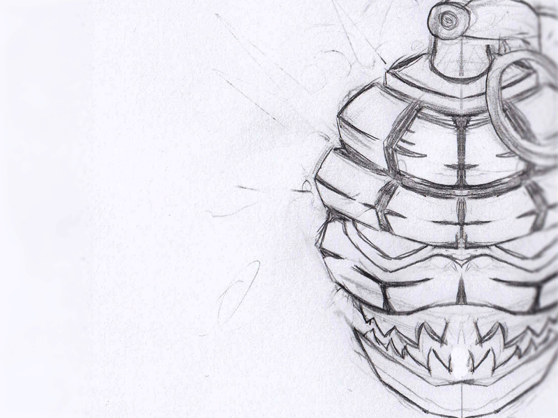 From sketch to vector design esport frag fragged gaming green grenade illustration logo mascot sketch