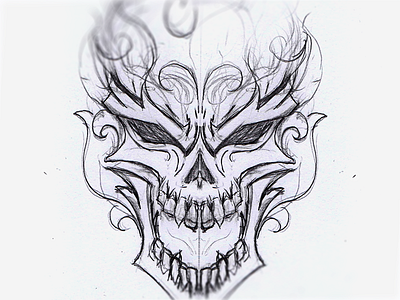 Burning Skull Sketch deadly esport fire fireball illustration mascot skeleton sketch skillet skull