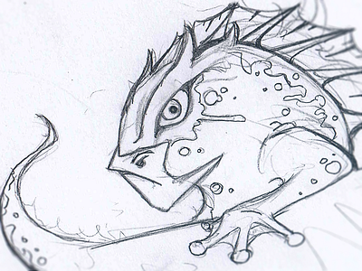 Aquatic Poison Sketch chameleon fish liquid mascot monster reptile seamonster sketch toad water