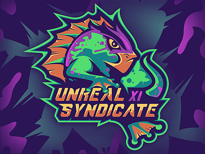 Unreal Syndicate XI chameleon esport frog gaming illustration mascot mascotlogo monster poison reptile sports logo vector