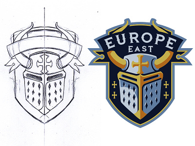 Teuton Badge Design badge drawing esport illustration imperial knight mascot medieval shield vector