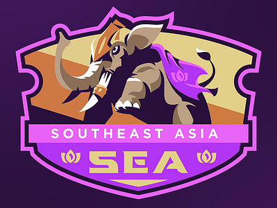 Southeast Asia Badge Design armor asia badge drawing elephant esport illustration logo lotus mascot medieval vector
