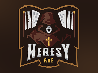 Heresy AoE badge esport esports gaming illustration logo mascot medieval monk sketch sports vector