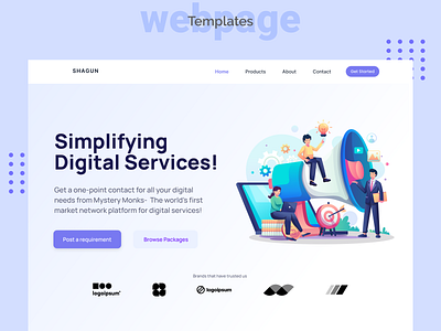 Saas webpage template animation graphic design illustration ui ux webpage