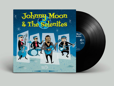 Johnny Moon And The Selenites 50s 7 affinity designer illustration rockabilly single vectorial vinyl