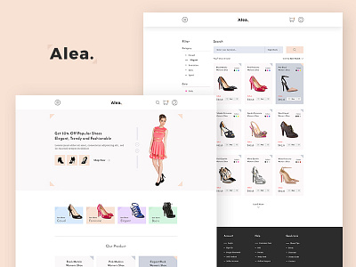 Alea - Women's Shoe eCommerce beautiful elegant fashion girl minimal shop uiux website