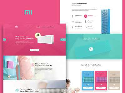 Mi Bluetooth Speaker Landing Page e commerce music onepage product style website