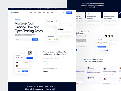 Solutionist: Landing Page bank banking card chart chat design finance fintech graph graphic graphic design hero landing landing page money page typography ui ux web design