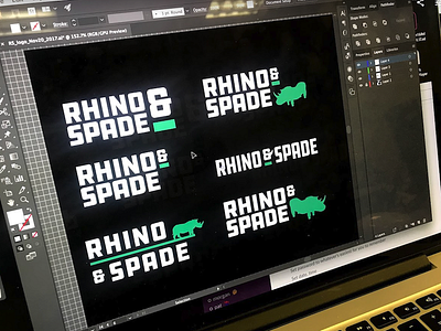 Rhino & Spade Logo Exploration fun logo rhino type logo