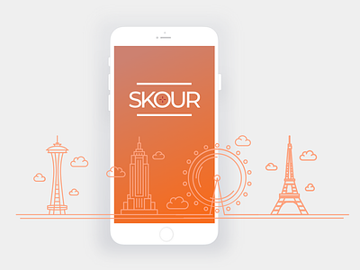 Skour - Splash Screen app design illustration ios iphone landmarks mobile retail