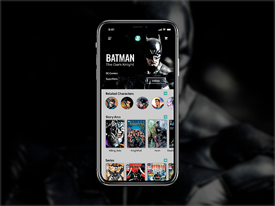 Comixology Character Page app design mobile ui ux