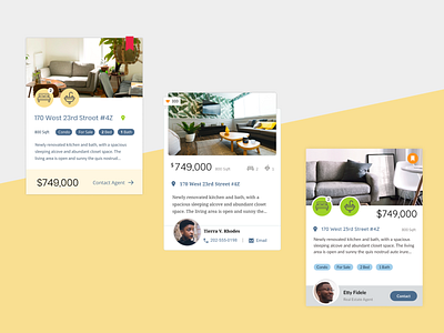 Real Estate Cards apartment card card ui design real estate real estate app