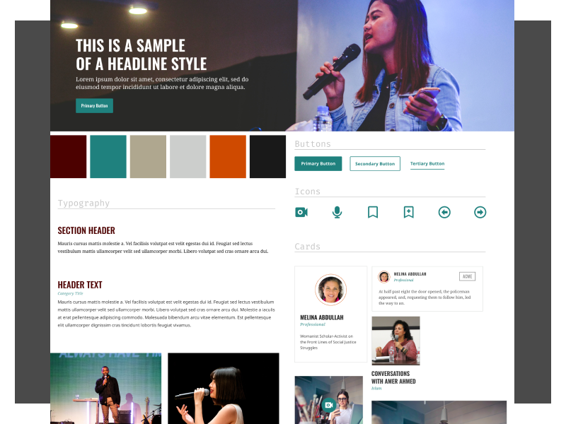 Style Tile Speakers Website 1 web design ui ux oswald merriweather design brand moodboard style tile